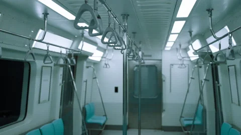 Empty underground electric bogies are free of people due Stock Footage 160161329