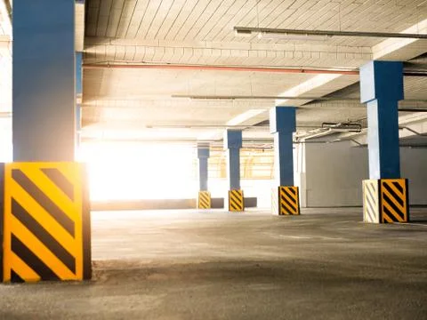 Empty underground parking background with copy space. Economy Of Land Resourses Stock Photos