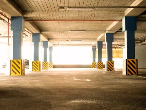 Empty underground parking background with copy space. Economy Of Land Resourses Stock-Fotos