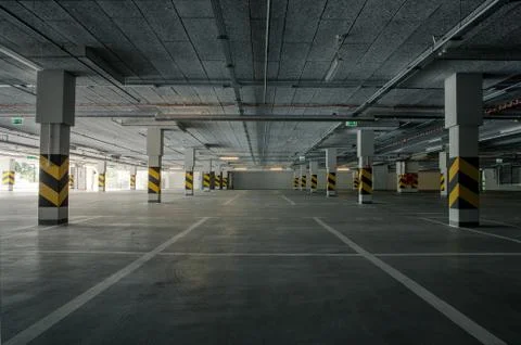 Empty underground parking as a background with copy space Stock Photos