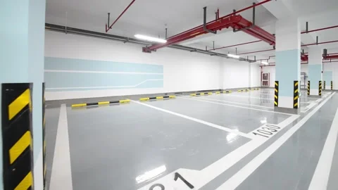 Empty underground parking lot Stock Footage 166790711