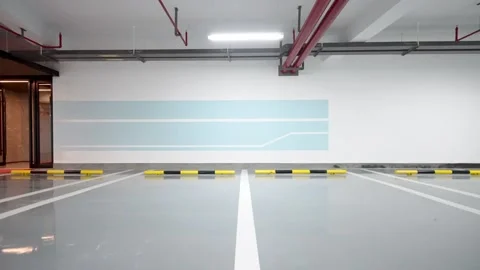 Empty underground parking lot Stock Footage 166790769