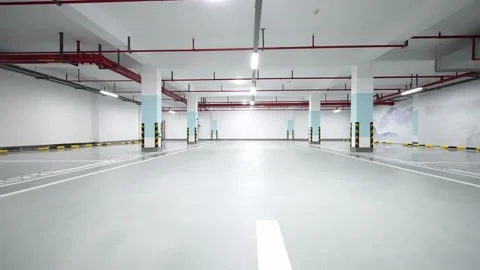 Empty underground parking lot Stock Footage 166790891