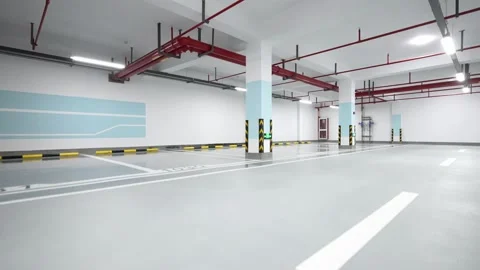 Empty underground parking lot Stock Footage 166790952