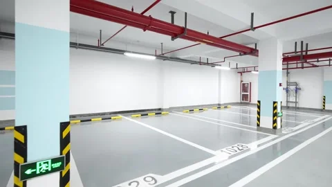 Empty underground parking lot Stock Footage 166791068