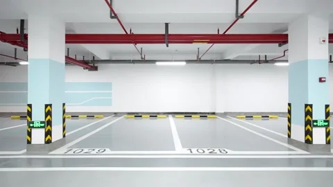 Empty underground parking lot Stock Footage 166791121