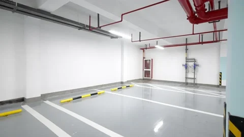 Empty underground parking lot Stock Footage 166791214