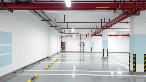 Empty underground parking lot Stock Footage 166791814