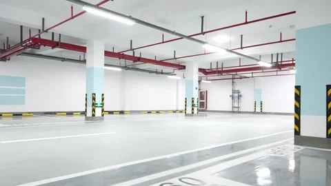 Empty underground parking lot Stock Footage 166791869