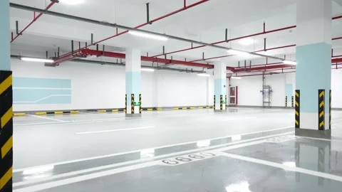 Empty underground parking lot Stock Footage 166791915