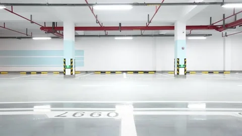 Empty underground parking lot Stock Footage 166791954