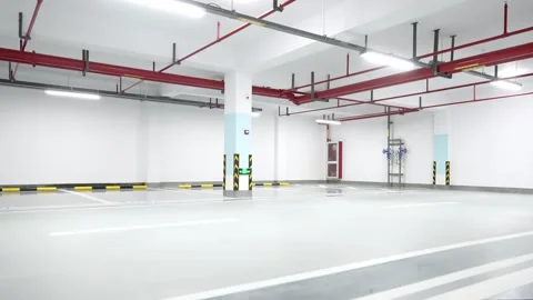 Empty underground parking lot Stock Footage 166791984