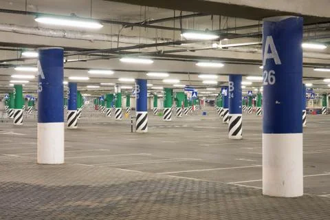 Empty underground parking Stock Photos
