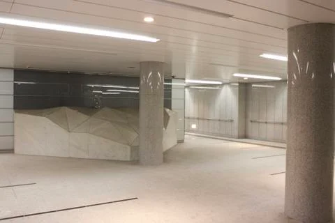 Empty Underground Subway Open Hall Stock Photos