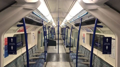 Empty underground train ride, Lockdown London 2021 Vídeo Stock 147628656