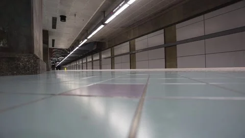 Empty Underground Train Station Platform Stock Footage 320919093