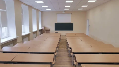 Empty University Modern Lecture Hall Or College Classroom Stock Footage 155835018