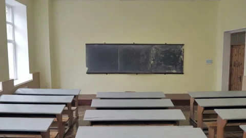 Empty University Outdated Lecture Hall Or College Classroom 스톡 동영상 139156751