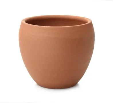 Empty unpainted clay pot Stock Photos