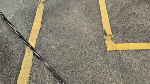 Empty urban asphalt walking path slow motion Stock Footage 330743569