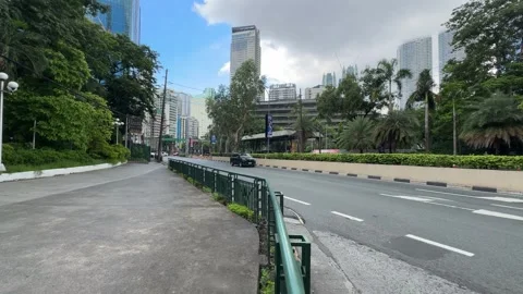 Empty Urban Road in Ortigas Center, Pasig City 4k 60fps Stock Footage 338278595