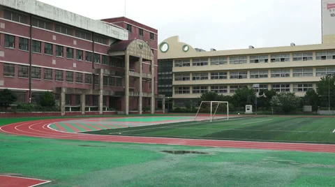 Empty Urban School Yard And Track Seoul South Korea Stock Footage 55848727