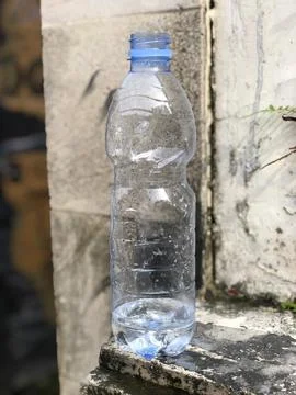 Empty used transparent a plastic bottle Stock Photos