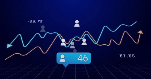 Empty user-count bubble appearing, starting counting users while wavy lines Stockbeeldmateriaal 310864384