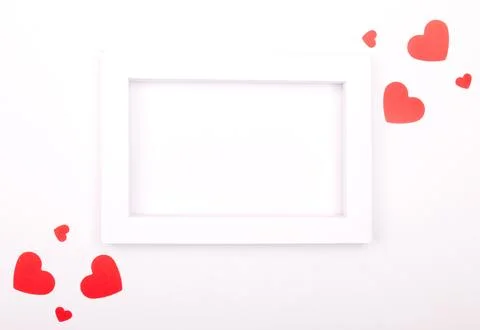 Empty valentine's day mockup frame isolated on paper background Stock Photos