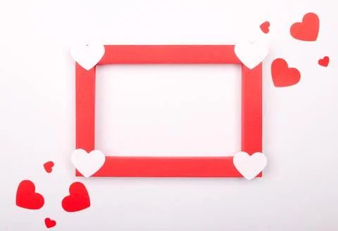 Empty valentine's day mockup frame isolated on paper background Stock Photos