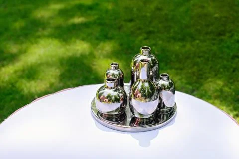 Empty vases like decoration for event Stock Photos
