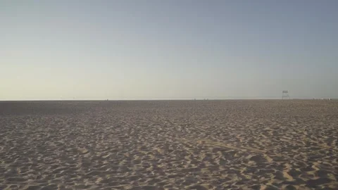 Empty Vast Sandy Beach under Morning Sky in Valras Plage France Stock Footage 342437951