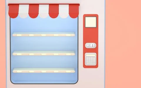 Empty vending machine with pink background, 3d rendering. Stock Illustration