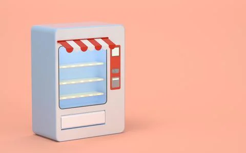 Empty vending machine with pink background, 3d rendering. イラスト素材
