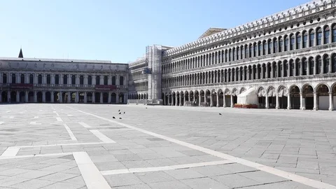 Empty Venice Piazza San Marco Square for Coronavirus Pandemic Stock-Footage 126927037