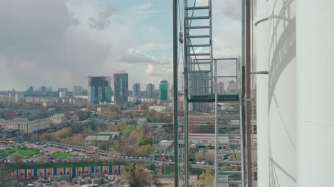 Empty vertical ladder for a possible graphical addition of a running character. Video stock 153269487