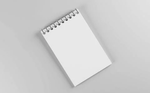 Empty vertical white paper spiral notebook 3d render illustration 스톡 일러스트