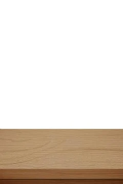 Empty vertical wooden table top, desk isolated on white background, Wood tabl Stock Photos