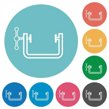 Empty vice clamp outline flat round icons Stock Illustration