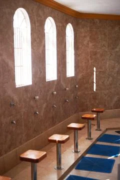 An empty view of a mosque washroom Stock Photos
