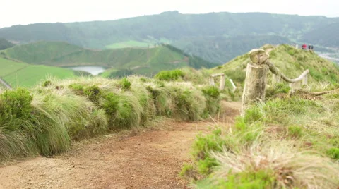 Empty Viewpoint Pathway of Sete Cidades Stock Footage 61051485