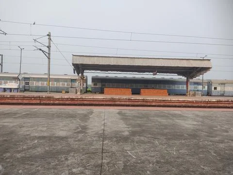 Empty village rail platform Stock Photos