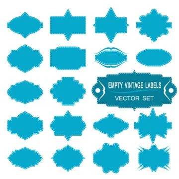 Empty vintage blue labels vector set. Vector set of empty vintage blue labe.. Stock Illustration