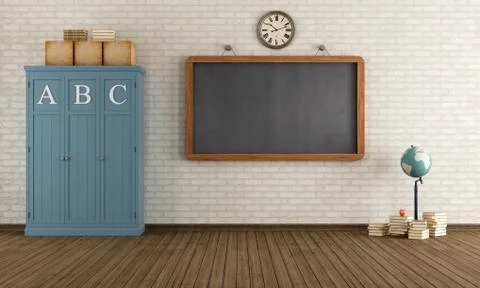 Empty vintage classroom Stock Illustration