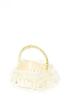 Empty vintage wicker basket Stock Photos