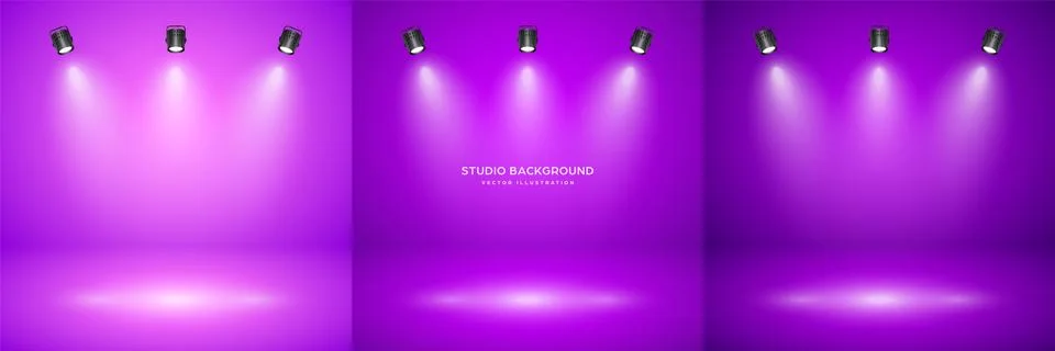 Empty violet studio abstract backgrounds with spotlight effect. Product showcase Stock Illustration