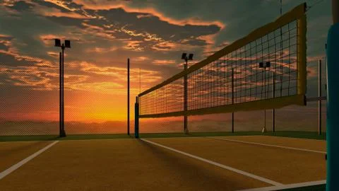 Empty volleyball arena 3d rendering Stock Illustration