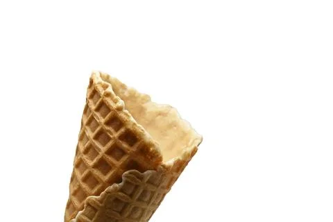 An empty waffle cone on a white background Foto stock
