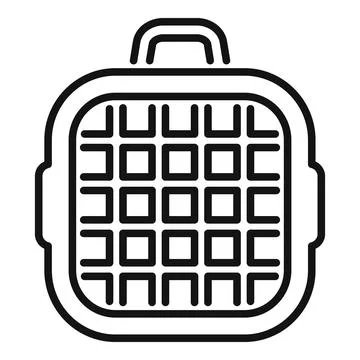 Empty waffle iron with handle for baking delicious breakfast Illustration