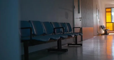 Empty Waiting Chairs in Old Public State Hospital Corridor 動画素材 346256154